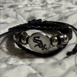 Black and Silver White Sox Braided Bracelet